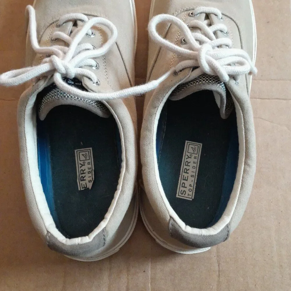 Sperry Top-Sider Men’s Size 11 Beige Low Top Lace up Sneakers STS11902